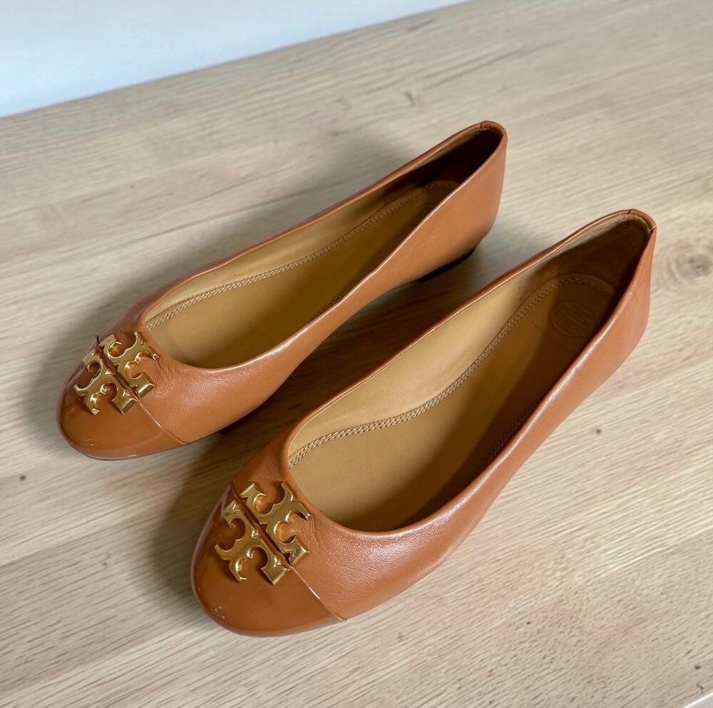 Tory Burch Everly Cap Toe Ballet Flat Shoe Size 9